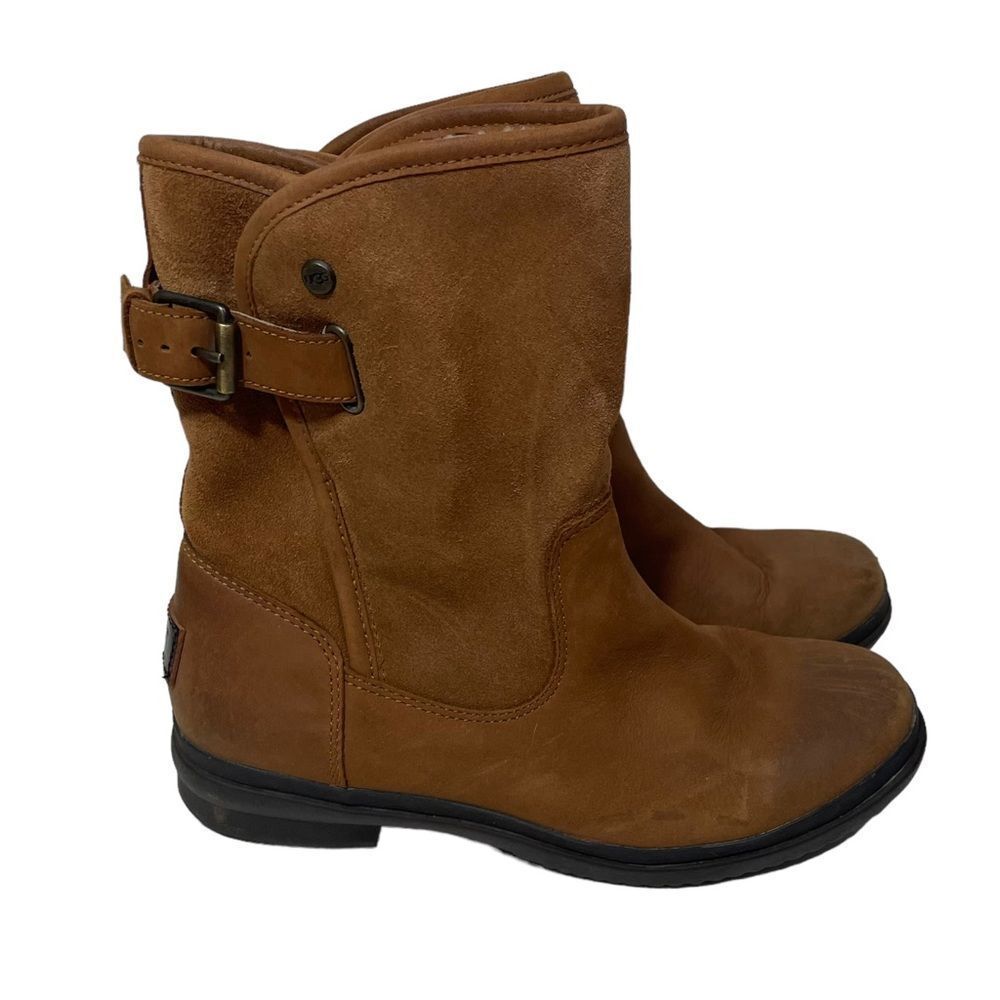 Ugg Brown Leather Sheepskin Lined Boots
